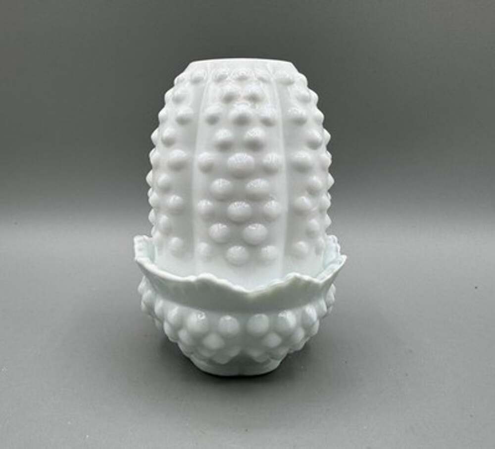 Fenton Fairy Lamp White Milk Glass Hobnail 4.5" Vintage READ